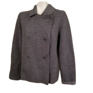 Eileen Fisher Wool Blazer Coat Gray Peacoat
